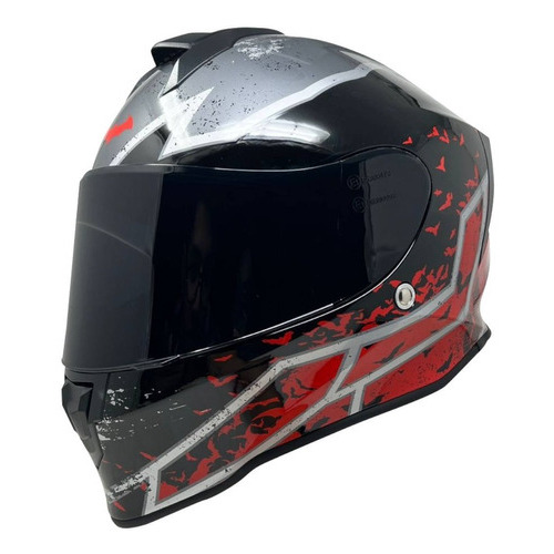 Casco Batman Moto Kov Kroon Dc Comics Certificado Dot Color Rojo Tamaño del casco M (57-58 cm)