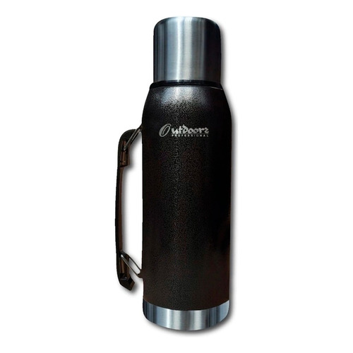 Termo Acero Inox 1,4l Outdoors 24hs Frio Calor Camping Playa Color Negro