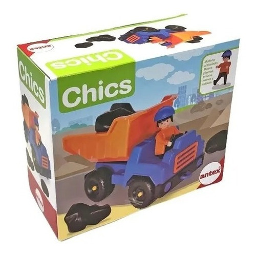 Camion Volcador Con Muñeco Articulado Chics Antex 9901 Color Azul/Naranja