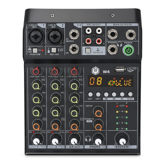 Consola De Mezclador W4 Profesional De 4 Canale 16dsp Efecto