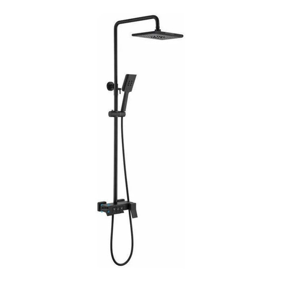 Barral/columna De Ducha/baño En Negro Mate Con Botones Acra