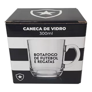 Caneca De Vidro Botafogo 300ml Presente Botafoguense Oficial Cor Botafogo