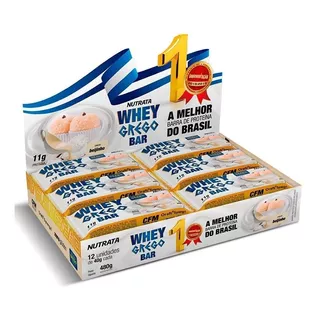 Suplemento Em Barra Nutrata  Barra De Proteina Whey Grego Bar Proteínas Whey Grego Bar Sabor  Beijinho Em Caixa De 480g  Pacote X 12 U