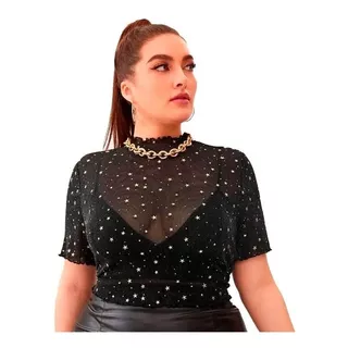 Blusa Remera Top Galaxia Estrellas Shein Plus Size