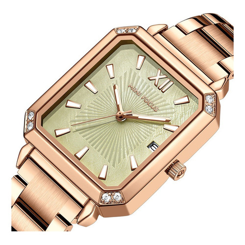 Relojes De Cuarzo Luminosos De Lujo Mini Focus Para Mujer Color Del Fondo Rosé/verde