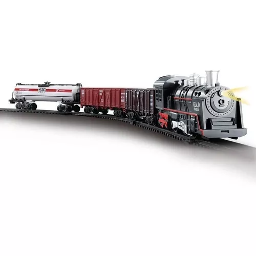 Trem Brinquedo Trenzinho Pista 85,5cm Locomotiva Luz Som Cor Preto  Personagem Trem Médio