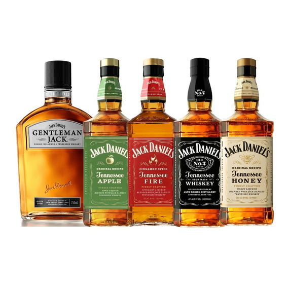 Pack 5x Whisky Jack Daniels Variedades - Gentleman 750cc