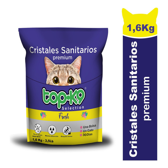 Cristales Sanitarios Topk9 1,6 Kg Fresh x 1600g de peso neto