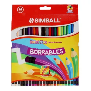 Lápices De Colores Borrables Largos X 24 Colores Simball