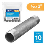 Niple Galvanizado 1/2 X 3 Pulgada Largo Griven (pack X 10)