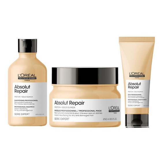 Pack Loreal Pro Absolut Repair Shampoo + Aco + Mascara