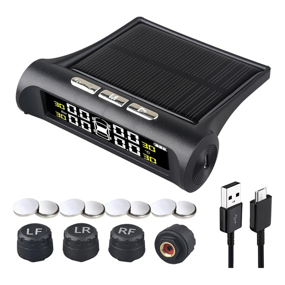 Sistema Monitoreo Presión Neumáticos Auto Carga Solar Tpms