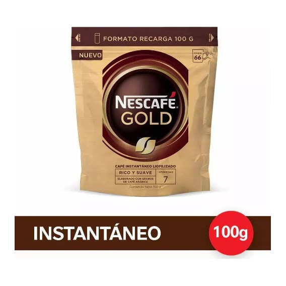 Cafe Nescafe Gold Instantaneo Repuesto 100g Sin Azucar