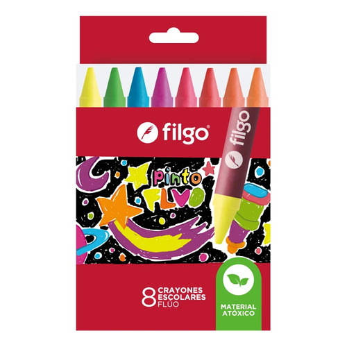 Crayones De Cera Filgo Pinto X 8 Colores Fluo