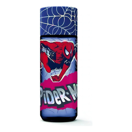 Botella Con Tapa Spiderman Hombre Araña A Rosca Tipo Termo Color Azul