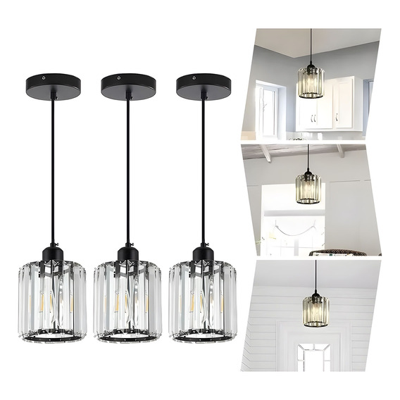 Lámpara Colgante Techo Cristal Moderna Decorativas 3 Piezas