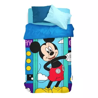 Acolchado 1½ Plaza Infantil Disney Mickey Mouse Orig Piñata Color Azul