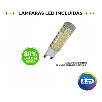 Aplique 4 Luces Punto Con Led Cromo Vidrio Calidad Rd