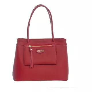 Bolsa Feminina Vermelho Alça De Ombro Grande Bolso Externo Desenho Do Tecido Floter