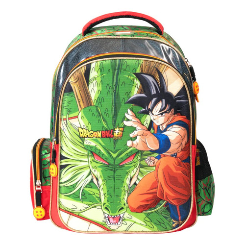  Mochila Escolar Dragon Ball Super Goku Y Shenlong Dbs Color Verde