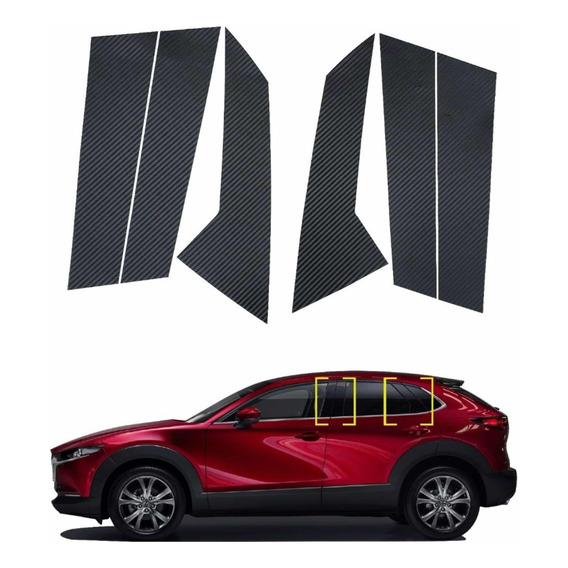 Sticker Postes Puertas Mazda Cx30 Fibra De Carbono