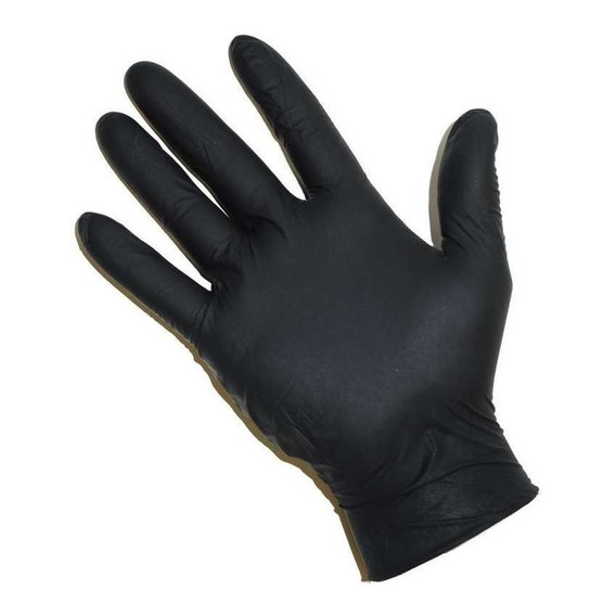 Guantes De Nitrilo Color Negro X 100u Sin Polvo Reforzados 