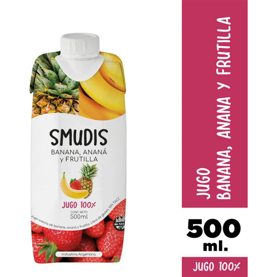 Jugo Smudis Banana, Ananá, Frutilla X500 Sin Azúcar Agregada