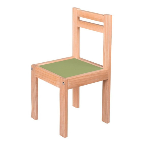 Duduk Silla Infantil De Madera Barnizada Para Niñas Y Niños Color de la estructura de la silla Verde Color del asiento Blanco Ostión