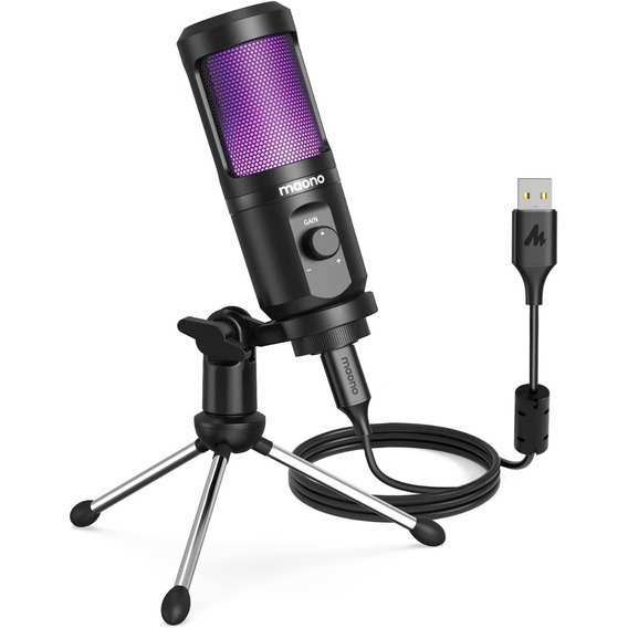 Micrófono Luz Led Rgb Maono Pm461 Condensador Mic Usb