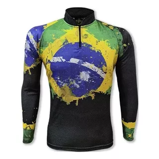 Remera De Brasil Con Proteccion Uv50 Pesca Playa