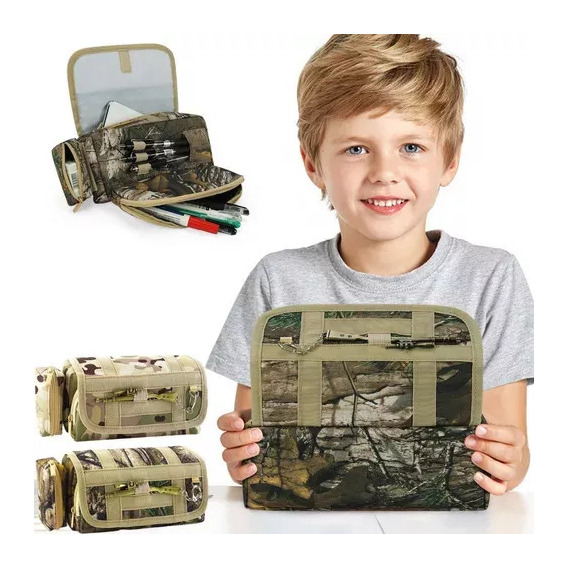 Lapicera Estuche Para Lapices Escolar Organizador Camuflaje