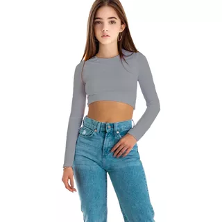 Blusa Crop Top Niñas Manga Larga