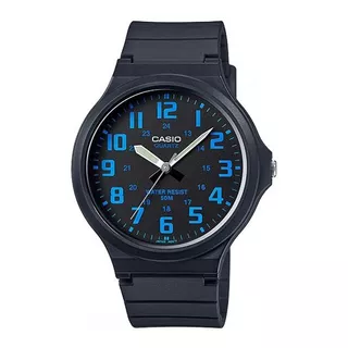 Relógio De Pulso Casio Youth Mw-240-1b2 Com Corpo Preto,  Analógico, Para Masculino, Fundo  Preto, Com Correia De Resina Cor Preto, Agulhas Cor Branco, Preto E Verde, Subdials De Cor Azul-celeste, Pon