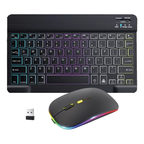 Kit Teclado Mouse Inalambrico Español Bluetooth Para Tablet