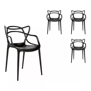 Sillas Master X4 Reforzadas Exterior Apilable Full Baires4 Cantidad De Sillas Por Set 4 Color De La Estructura De La Silla Negro