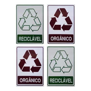 4 Adesivos Para Lixeiras Coleta Seletiva Reciclável Orgânico