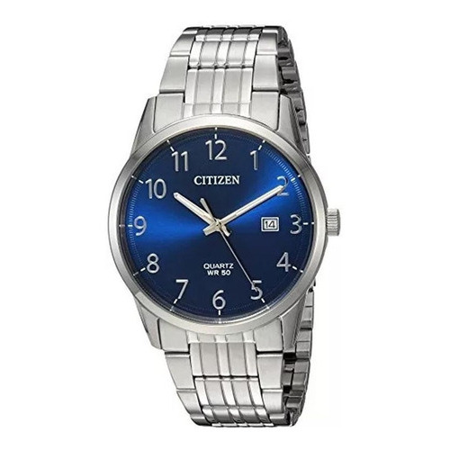 Reloj Citizen Original Cara Azul Bi500-052 Color De La Correa Plateado Color Del Bisel Plateado