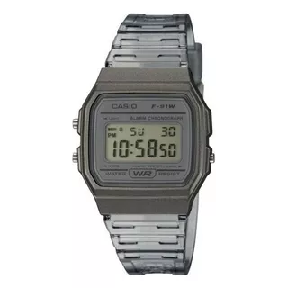 Reloj Casio Vintage Digital F-91ws-8 Unisex Color Del Fondo Gris Color De La Correa Gris Color Del Bisel Gris