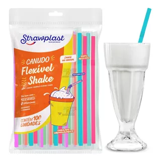 Canudos Varias Cores Shake Milkshakes Reforçado 8mm - 100un