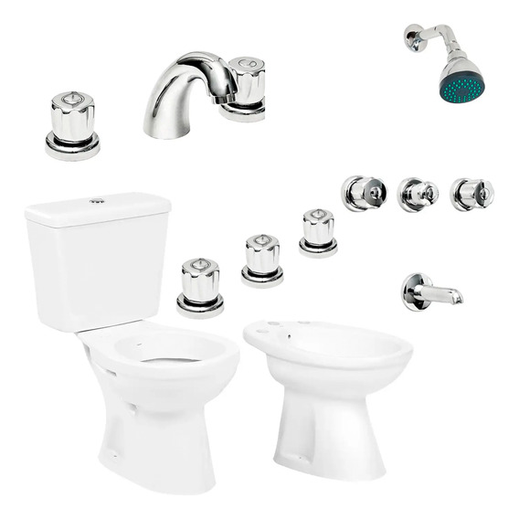 Inodoro Con Mochila Bidet Griferia Completo Aqualaf 6000