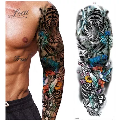 Compra online de Tatuagem temporária de flor de tigre 3D para