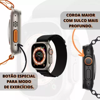 Relógio Smartwatch Ultra 9 2.2  Com Gps Chamadas + Pulseira Alpine Cor Da Caixa Preto