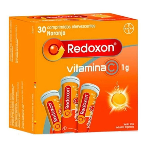 Suplemento en efervescentes Bayer  Redoxon vitamina c sabor naranja en caja de 30g 30 un