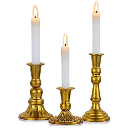 Sziqiqi - Candelabro Vintage Con Candelabro Dorado Envejecid