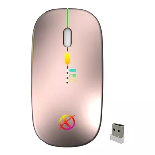 Mouse Inalámbrico Recargable Luces Led Gamer Pc/laptop Fino Xinua Color Rosa