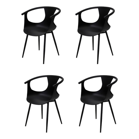 Set 4 Sillas Minimalista Comedor Mundo In Catanzaro Plástico Color De La Estructura De La Silla Negro Color Del Asiento Negro