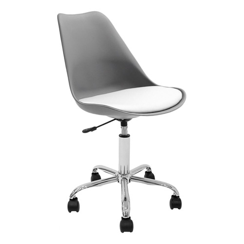 Silla Oficina Escritorio Pc Tulip Newmo Color Gris Asiento Blanca