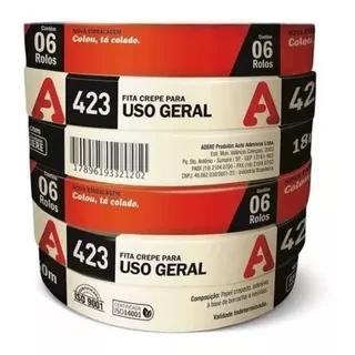 Fita Crepe Fina Uso Geral E Pintura 18mm X 50m - Kit 06 Und