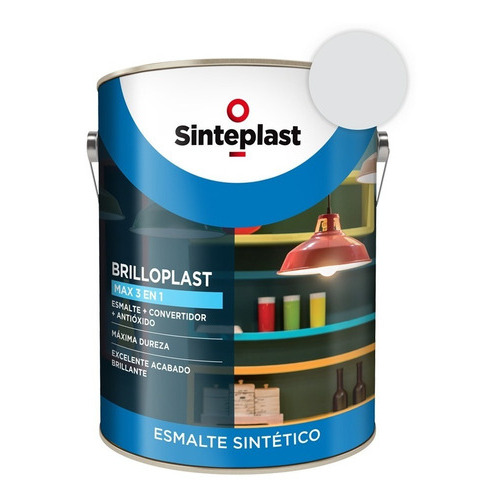 Esmalte Sintético + Convertidor Brilloplast 3 En 1 1lts Acabado Brillante Color Aluminio