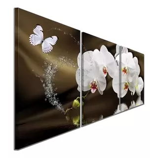 Quadro Sala Decorativo 120x60 Flores Orquídea Branca Mosaic